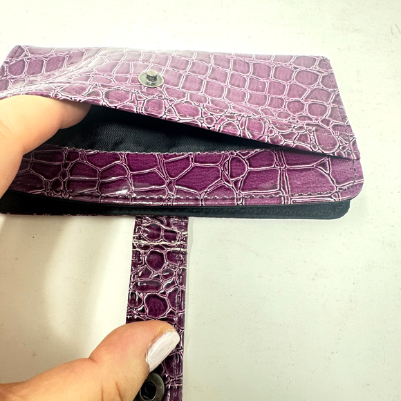 Purple Faux Croc Patent Leather Checkbook Wallet - Picture 6 of 8